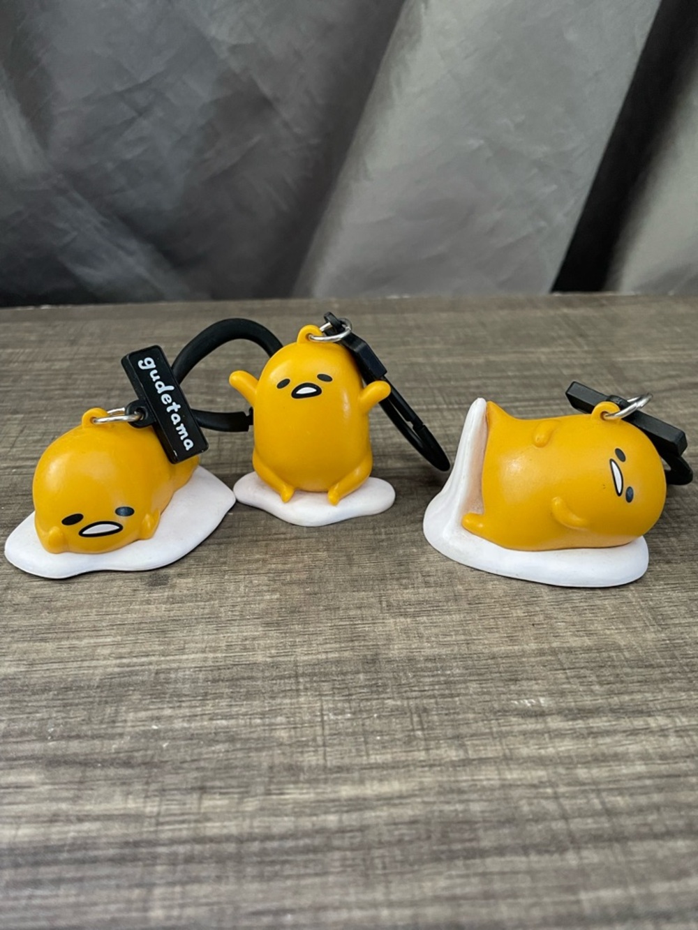 Gudetama Lazy Egg Character Keychains (Set of 3)